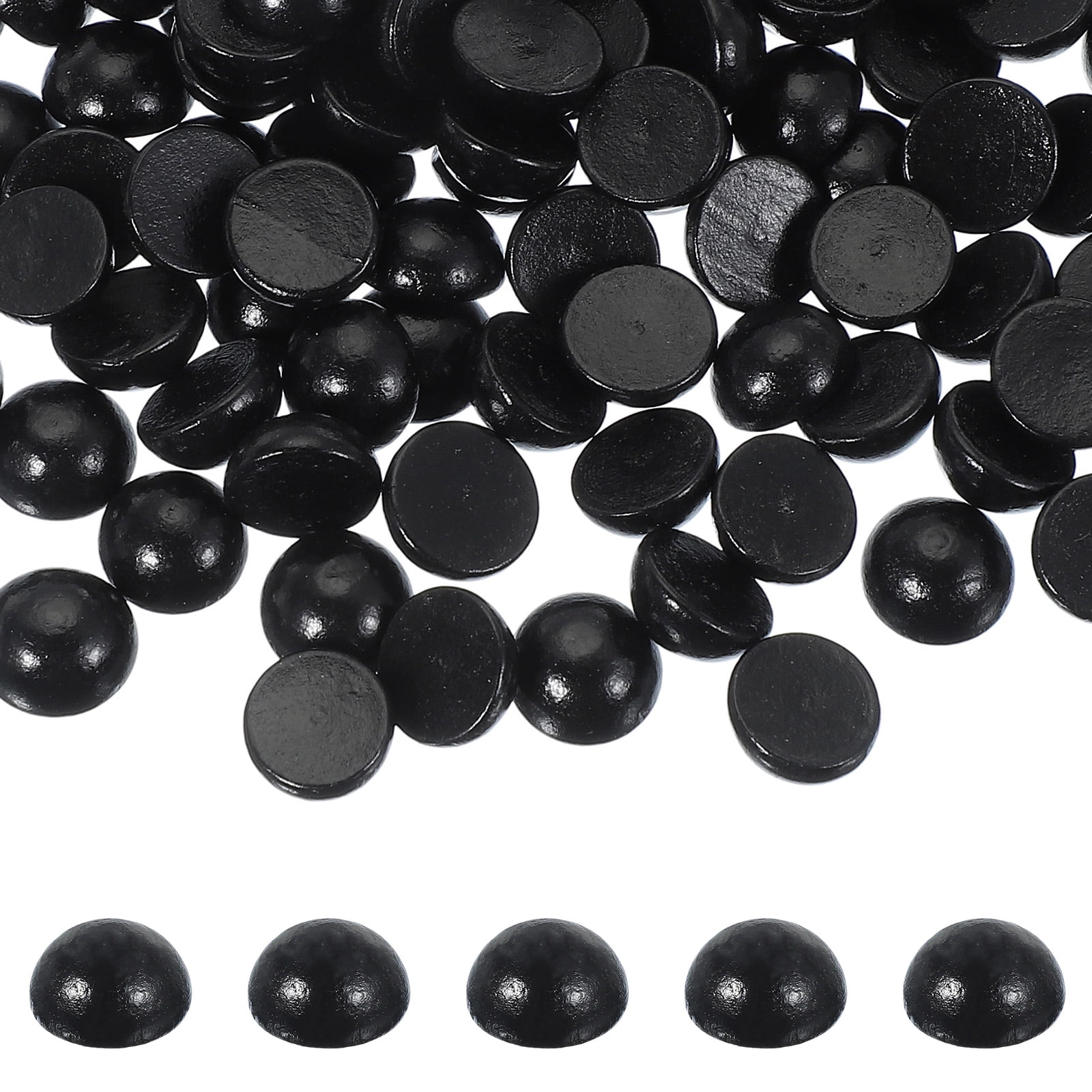 Unique Bargains Unfinished Natural Wooden Half Sphere Bead Wood Balls 0.6" Black