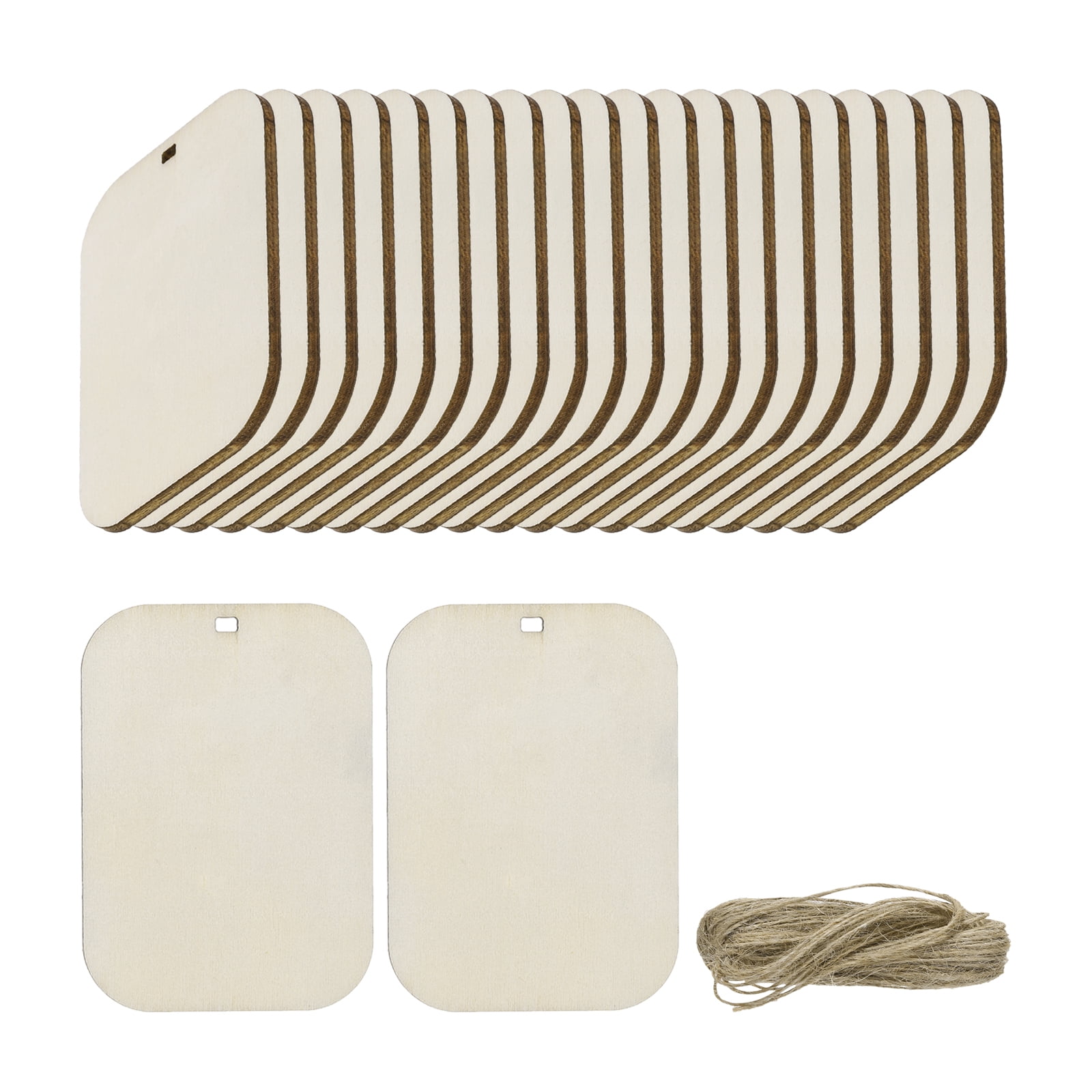 Unique Bargains Unfinished Wood Tags for Crafting Natural Wood Material 2" x 2.8"