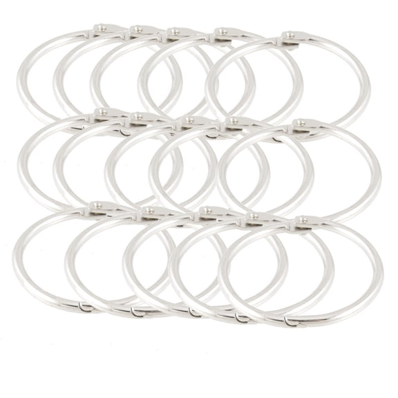 Unique Bargains Unique Bargains 15 Pcs Silver Tone Metal 1.8" Loose Leaf Looseleaf Bundle Book Rings Keyrings