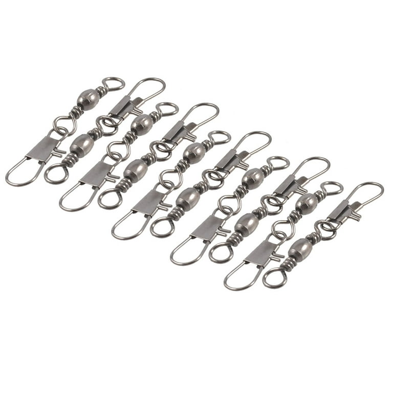 Unique Bargains Unique Bargains 6# Fishing Tackle Metal Line to Hook Clip  Connector Swivel 10 Pcs 