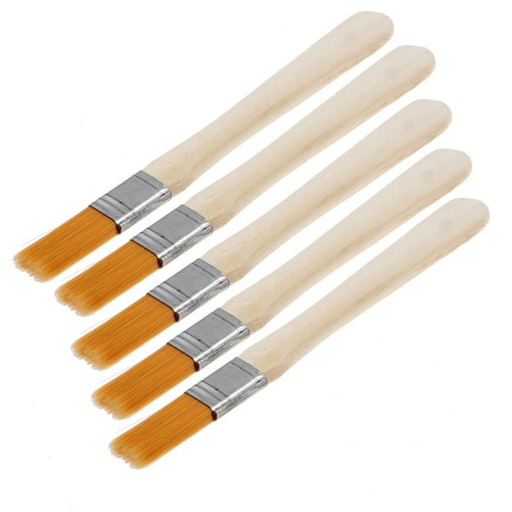 Unique Bargains Unique Bargains Artist Wooden Handle 0.4" Width Bristle Oil Painting Brush Brushes 5pcs