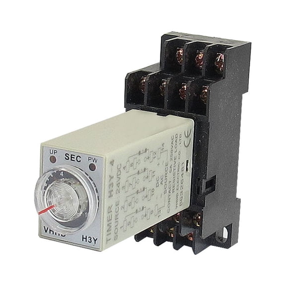 Unique Bargains Unique Bargains DC 24V 14 Pins 4PDT 0-10S Timer Delay DIN Rail Time Relay H3Y-4 w Socket