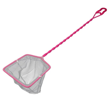 Unique Bargains Unique Bargains Pink Plastic Coated Handle Rectangle Shaped Frame Aquarium Fish Landing Net Mesh