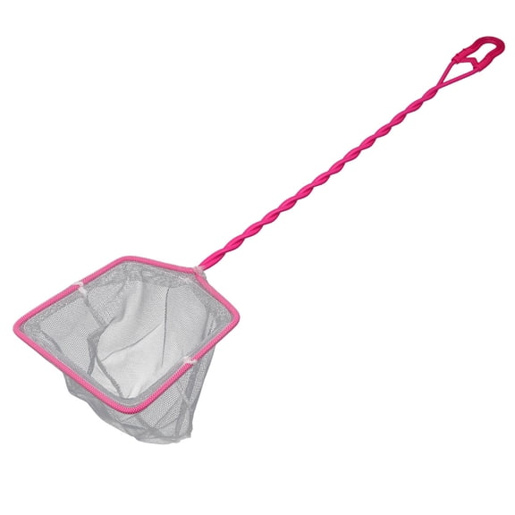 Unique Bargains Unique Bargains Pink Plastic Coated Handle Rectangle Shaped Frame Aquarium Fish Landing Net Mesh