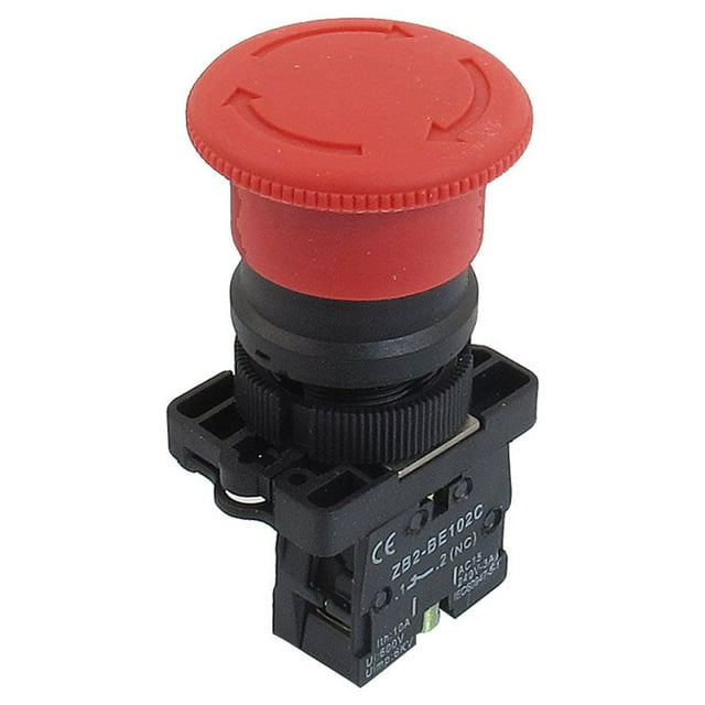 Unique Bargains Unique Bargains ZB2-ES542 NC Normally Closed Red Sign Mushroom Emergency Stop Push Button Switch