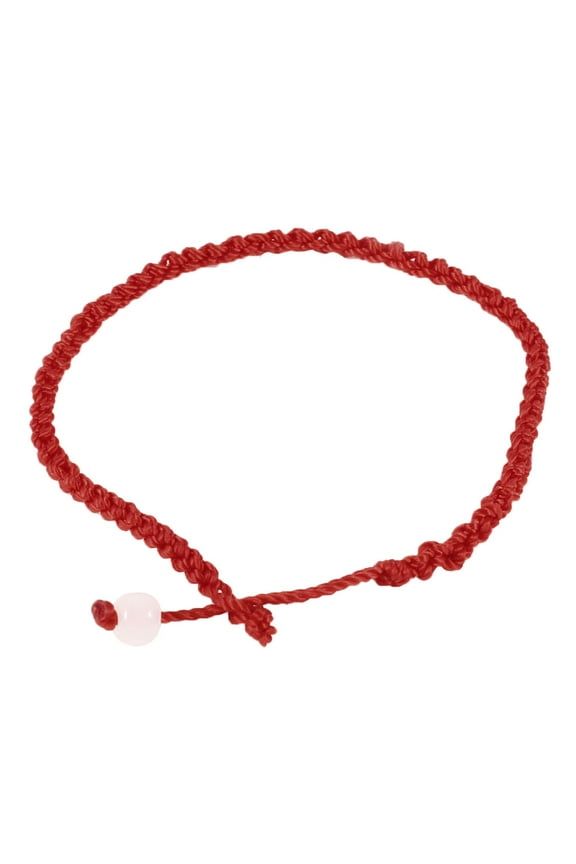 Unisex Plastic Beads Decor Handcrafted String Bracelet Anklet Wristlet Red