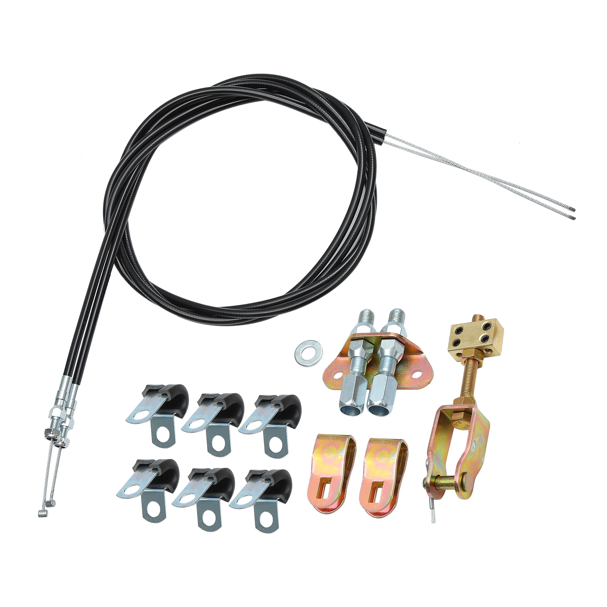 Unique Bargains Universal 1 Set Motorcycle Brake Parking Brake Cable Kits Durable Plastic Metal Black