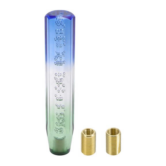 Unique Bargains Universal 25cm Gear Shift Knob Acrylic for Automatic and Manual Vehicle with 2 Adapter Blue White 1 Set