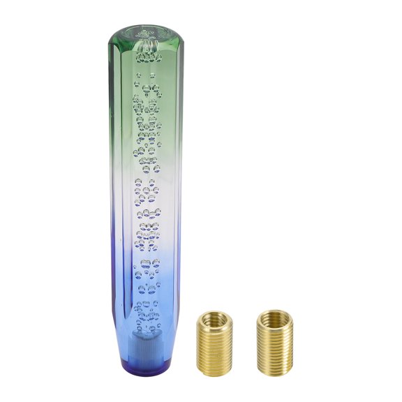 Unique Bargains Universal 25cm Gear Shift Knob Acrylic for Automatic and Manual Vehicle with 2 Adapter Green Blue 1 Set