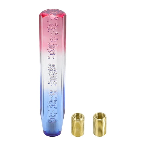 Unique Bargains Universal 25cm Gear Shift Knob Acrylic for Automatic and Manual Vehicle with 2 Adapter Red White 1 Set