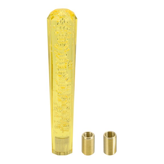 Unique Bargains Universal 25cm Gear Shift Knob Acrylic for Automatic and Manual Vehicle with 2 Adapter Yellow 1 Set