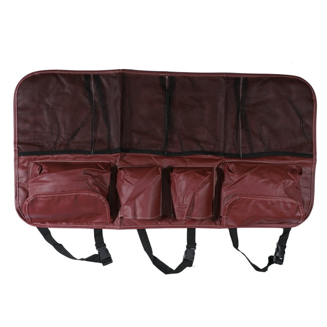 Unique Bargains Universal 88 x 48cm Car Seat Protector Organizer Interior Multi Pocket Storage Bag Faux Leather Red