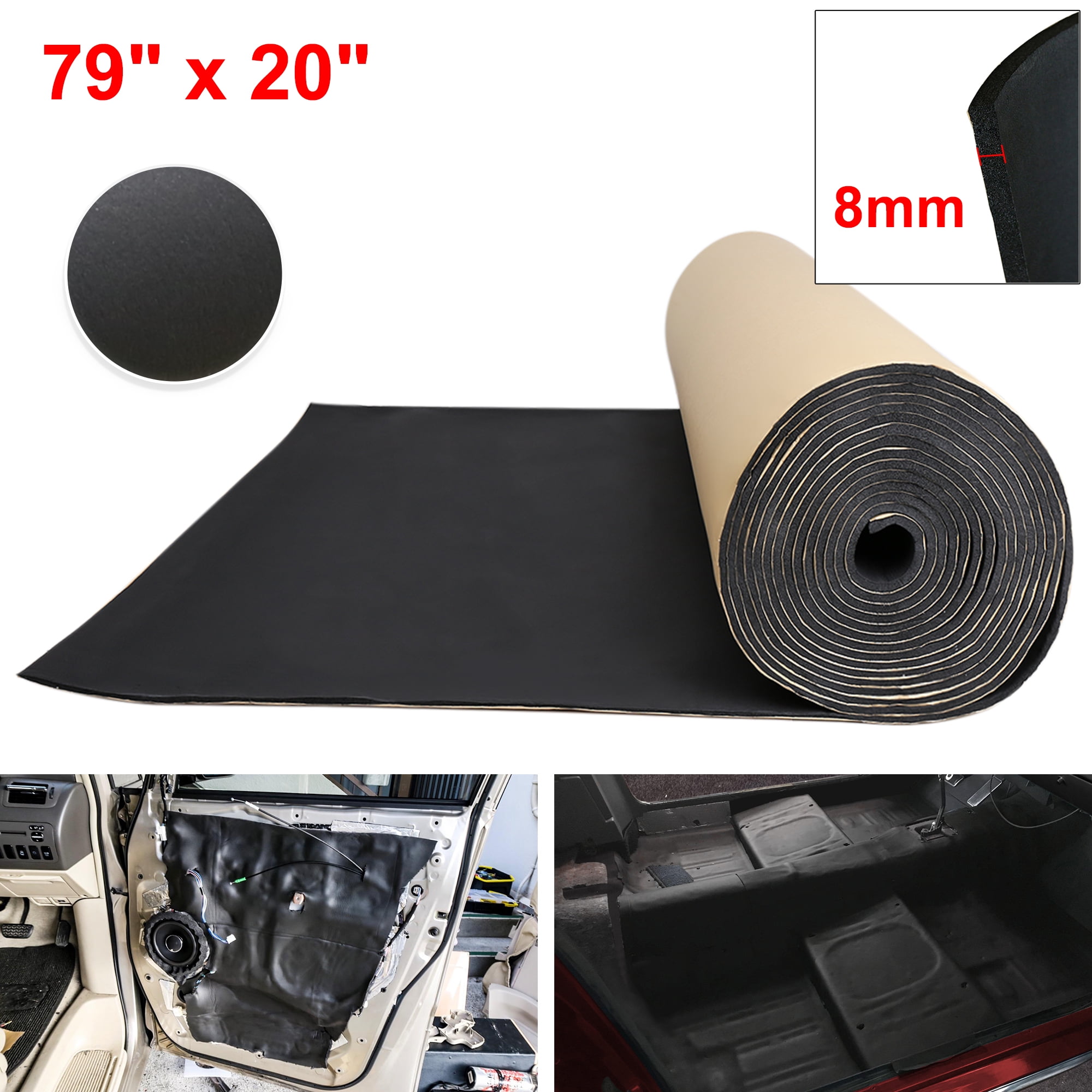 Unique Bargains Universal 8mm Car Door Sound Deadener Insulation Noise  Control Mat 79x20 