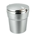 thumbnail image 1 of Unique Bargains Universal Auto Ashtray Trash Can Cigarette Cylinder with Lid LED Light Detachable Plastic Silver Tone, 1 of 6