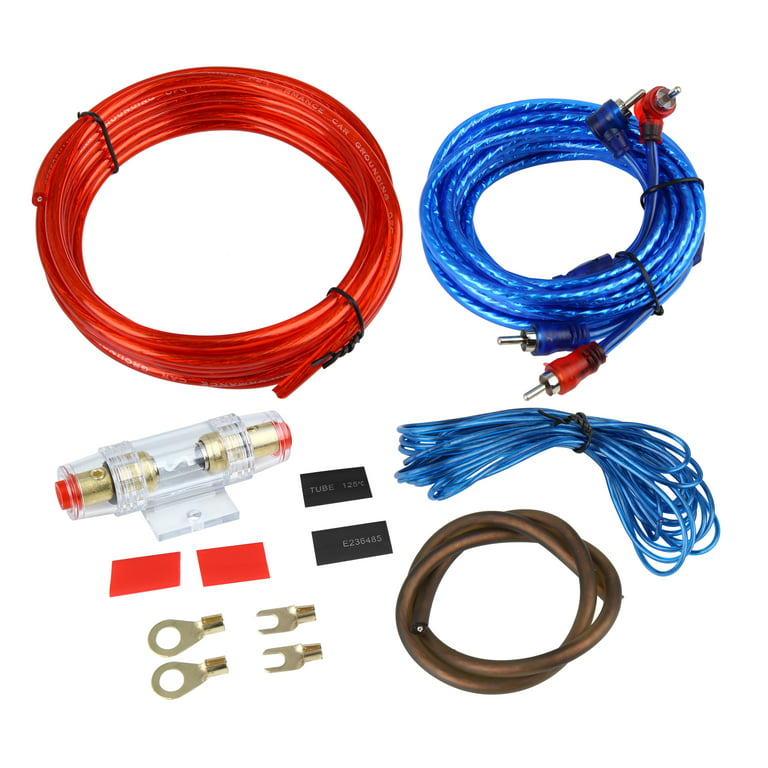 Unique Bargains Universal Auto Car Amplifier Wiring Kit Audio Subwoofer RCA  Power Cable Fuse Set 