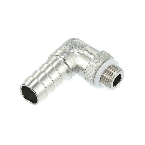 Unique Bargains Universal Car 90 Degree Brass Fitting Hose Adapter 10mm 3/8" Barb to Male Metric M10x1 Silver Tone