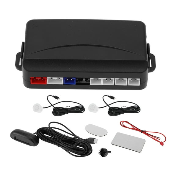 Unique Bargains Universal Car Auto Reverse Backup Radar System Reverse Parking Sensors Distance Detection White 2 Pcs Parking Sensors Alarm Buzzer Reminder