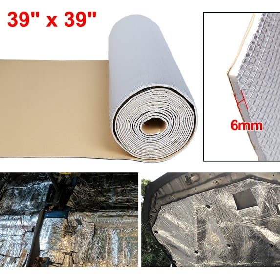 Unique Bargains Universal Car Hood Heat Sound Deadener Insulation Mat 39"x39" Silver Tone