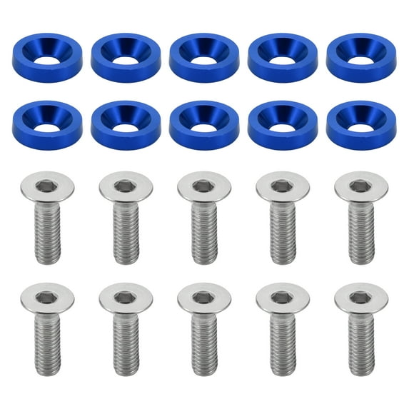 Unique Bargains Universal Car Modification M6 Gasket Bolt License Plate Frame Screw M6x1.0 Aluminium Alloy Blue 1 Set