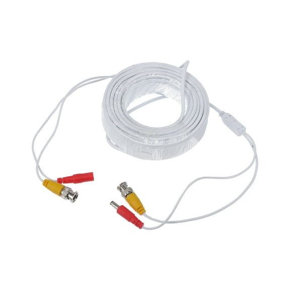Unique Bargains Universal Car Reverse Rear View Parking Camera Video Cable BNC+DC Backup Camera Video Cable Extension for Monitor and Backup White 20M