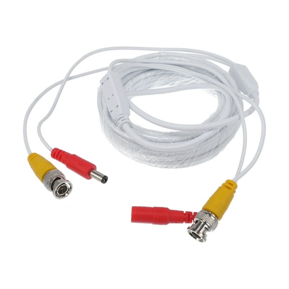 Unique Bargains Universal Car Reverse Rear View Parking Camera Video Cable BNC+DC Backup Camera Video Cable Extension for Monitor and Backup White 7M
