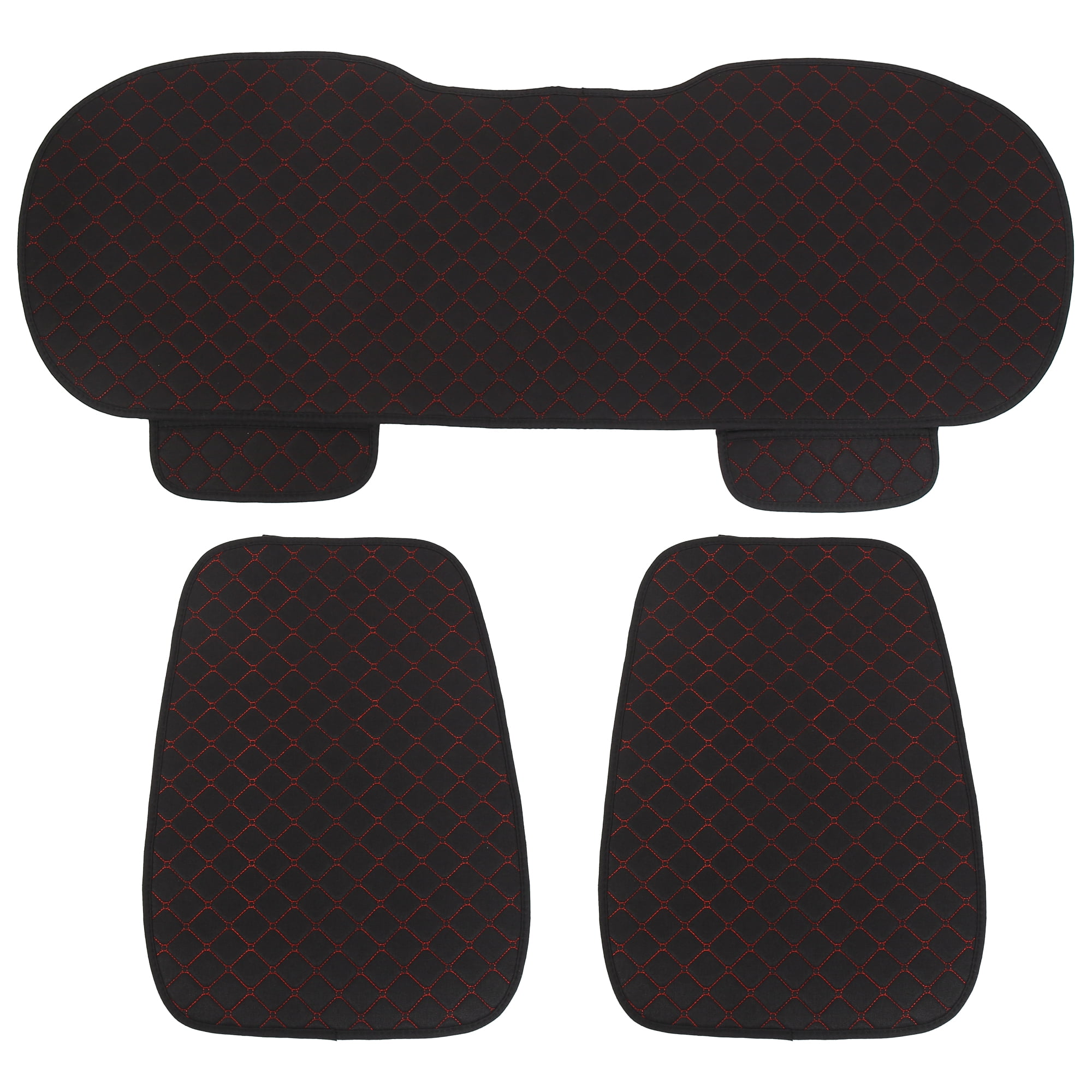 Unique Bargains Universal Car Seat Covers Protector Set Rear Seat Cover  Flax Fiber Black with Red Line 