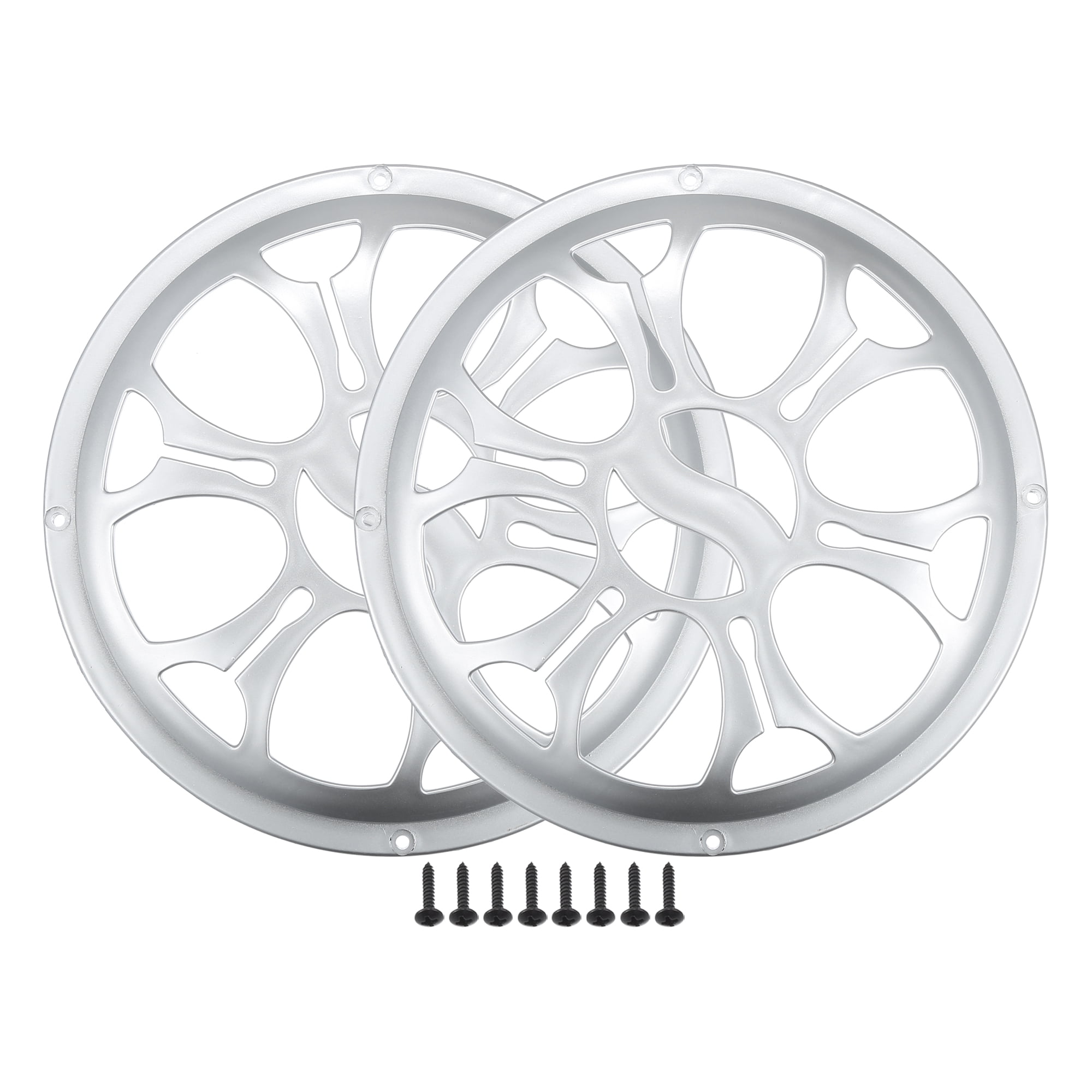 Unique Bargains Universal Car Speaker Grills Cover ABS Silver Tone - Pack of 2 8"