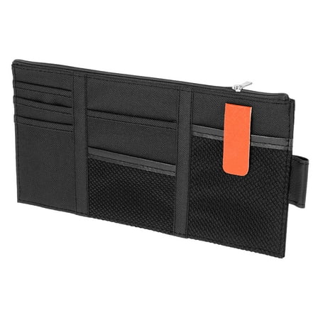 Unique Bargains Universal Car Sun Visor Organizer Storage Pocket Pouch Case Bag for Pen CD Card Black Orange