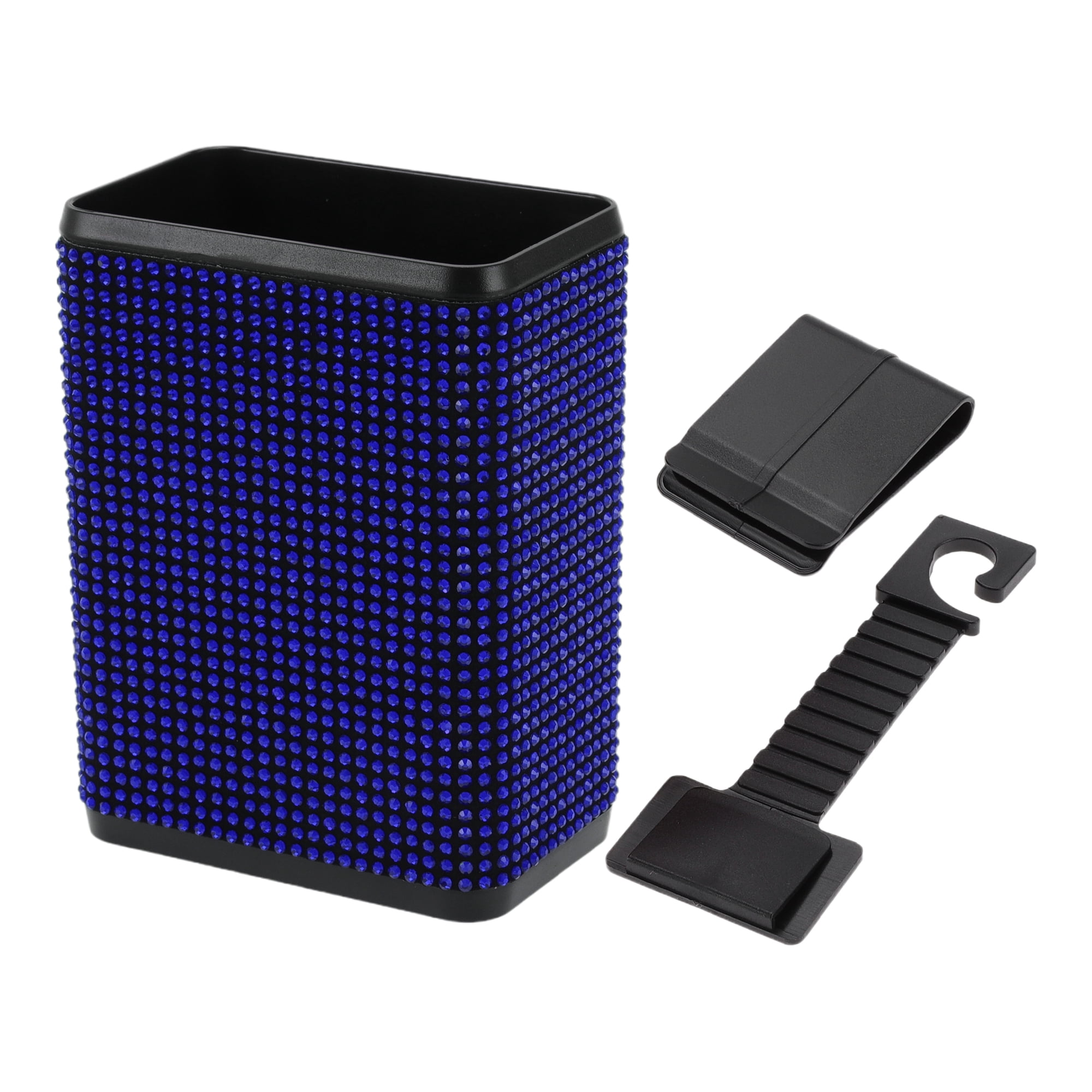 Unique Bargains Universal Car Trash Can 4.3x2.8x5.5in Plastic Rhinestone Blue