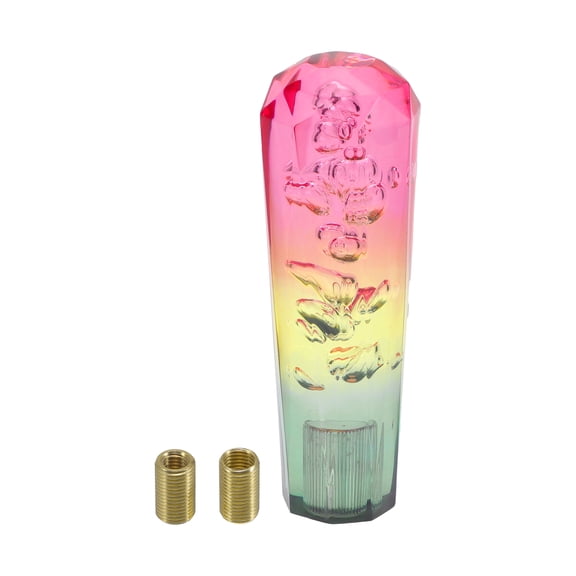 Unique Bargains Universal Gear Shift Knob Acrylic Car for Automatic and Manual Vehicle with 2 Adapter Pink Yellow 1 Set