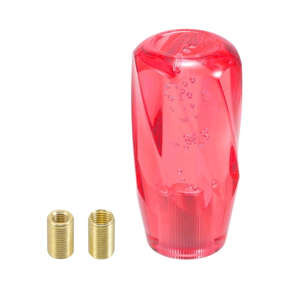 Unique Bargains Universal Gear Shift Knob Acrylic Car for Automatic and Manual Vehicle with 2 Adapter Red 1 Set