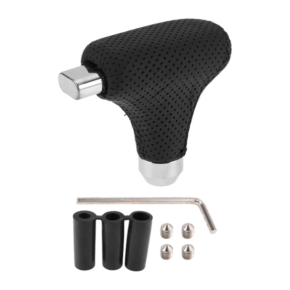 Unique Bargains Universal Gear Shift Knob Faux Leather for Automatic and Manual Vehicle with 3 Adapter Black 1 Set