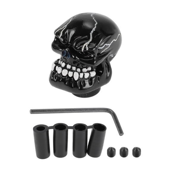Unique Bargains Universal Gear Shift Knob Resin Skull for Automatic and Manual Vehicle with 4 Adapter Black 1 Set
