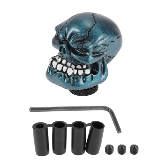 Unique Bargains Universal Gear Shift Knob Resin Skull for Automatic and Manual Vehicle with 4 Adapter Blue 1 Set