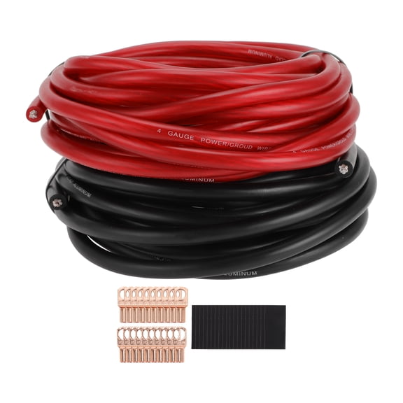 Unique Bargains Universal Ground Wire Power Wire 25FT Fully Insulated& Soft Touch Jacket CCA Black,Red 1 Set 4 GAUGE