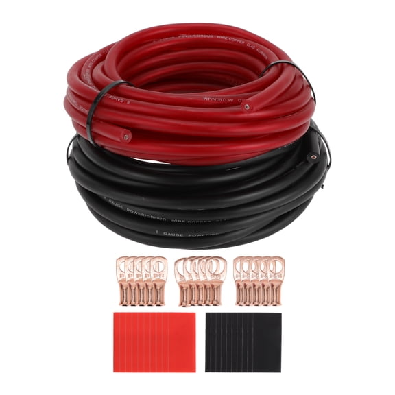 Unique Bargains Universal Ground Wire Power Wire 25FT Fully Insulated& Soft Touch Jacket CCA Black,Red 1 Set 8 GAUGE 12V