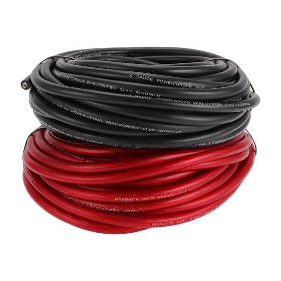 Unique Bargains Universal Ground Wire Power Wire 50FT Fully Insulated& Soft Touch Jacket CCA Black,Red 1 Pcs 4 GAUGE 12V