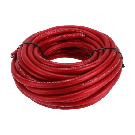 Unique Bargains Universal Ground Wire Power Wire 50FT Fully Insulated& Soft Touch Jacket CCA Red 1 Pcs 1/0 GAUGE 12V