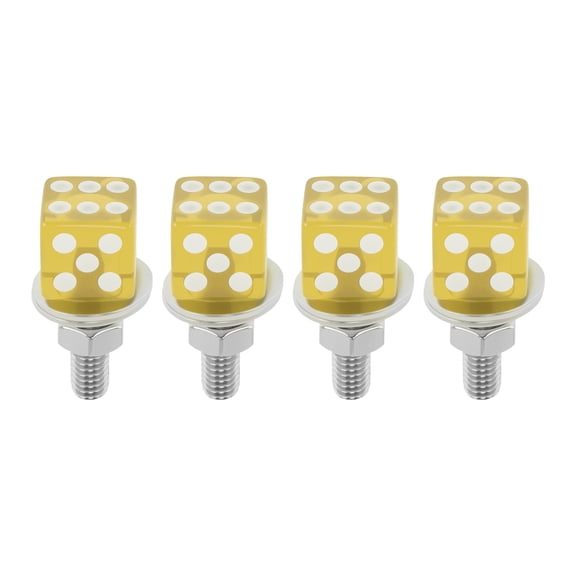 Unique Bargains Universal Motorcycle M6 License Plate Screws Cover 3.45 cm Anti Theft License Plate Screw Frame Bolt Kit Aluminum Alloy Yellow 4 Pcs