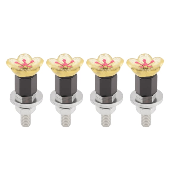 Unique Bargains Universal Motorcycle M6 License Plate Screws Cover 4.1 cm Anti Theft License Plate Screw Frame Bolt Kit Aluminum Alloy Yellow 4 Pcs