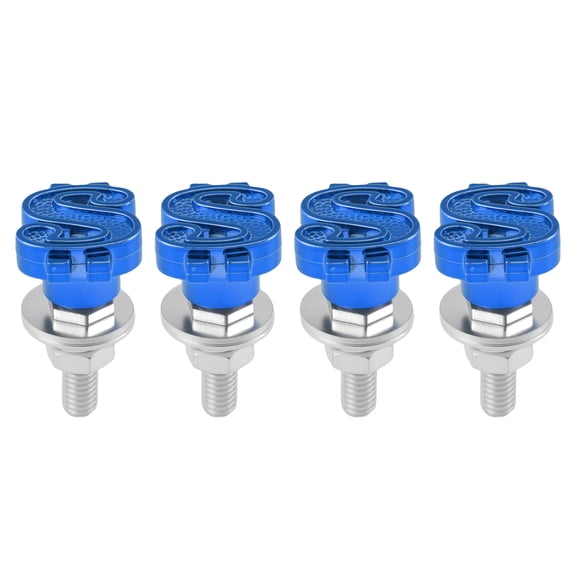 Unique Bargains Universal Motorcycle M6 License Plate Screws Cover 4.45 cm Anti Theft License Plate Screw Frame Bolt Kit Aluminum Alloy Blue 4 Pcs