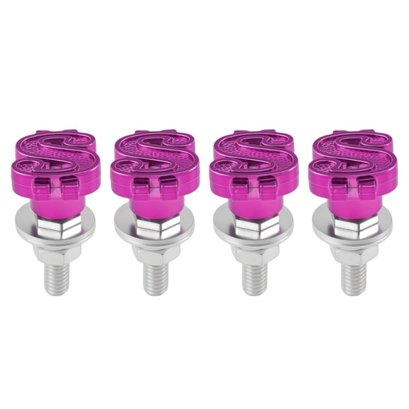 Unique Bargains Universal Motorcycle M6 License Plate Screws Cover 4.45 cm Anti Theft License Plate Screw Frame Bolt Kit Aluminum Alloy Purple 4 Pcs