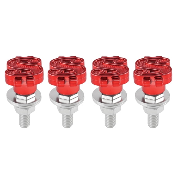 Unique Bargains Universal Motorcycle M6 License Plate Screws Cover 4.45 cm Anti Theft License Plate Screw Frame Bolt Kit Aluminum Alloy Red 4 Pcs