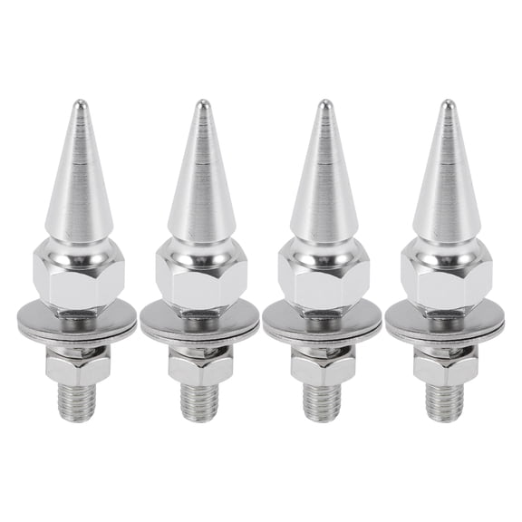 Unique Bargains Universal Motorcycle M6 License Plate Screws Cover 54mm Anti Theft License Plate Screw Frame Bolt Kit Aluminum Alloy Silver Tone 4 Pcs
