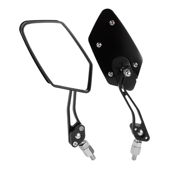 Unique Bargains Universal Motorcycle Rear View Mirror Adjustable Side Rearview Mirror Aluminum Alloy Plastic 1 Set Black M8/M10 Polygonal Shape