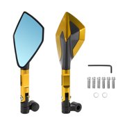 Unique Bargains Universal Motorcycle Rear View Mirrors Adjustable Bar End Side Mirrors Mount Aluminum Alloy 1 Set Gold Tone M8/M10 Polygonal Shape