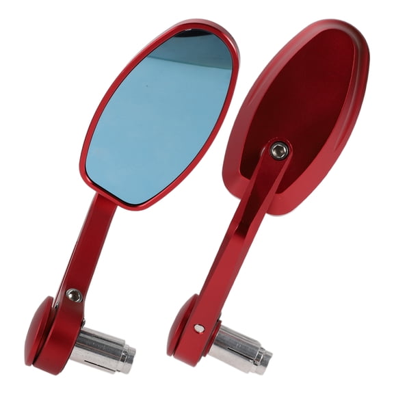 Unique Bargains Universal Motorcycle Rear View Mirrors Adjustable Bar End Side Mirrors Mount Aluminum Alloy 1 Set Red Oval Shape