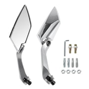 Unique Bargains Universal Motorcycle Rear View Mirrors Adjustable Bar End Side Mirrors Mount Aluminum Plastic 1 Set Chrome Silver Tone M8/M10 Prismatic Shape
