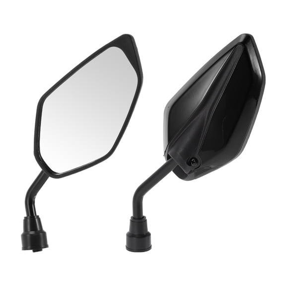 Unique Bargains Universal Motorcycle Rear View Mirrors Adjustable Bar End Side Mirrors Mount Iron Plastic 1 Set Black M10 Leaf Shape