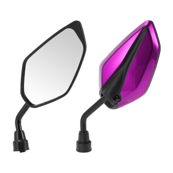 Unique Bargains Universal Motorcycle Rear View Mirrors Adjustable Bar End Side Mirrors Mount Iron Plastic 1 Set M10 Leaf Shape Purple